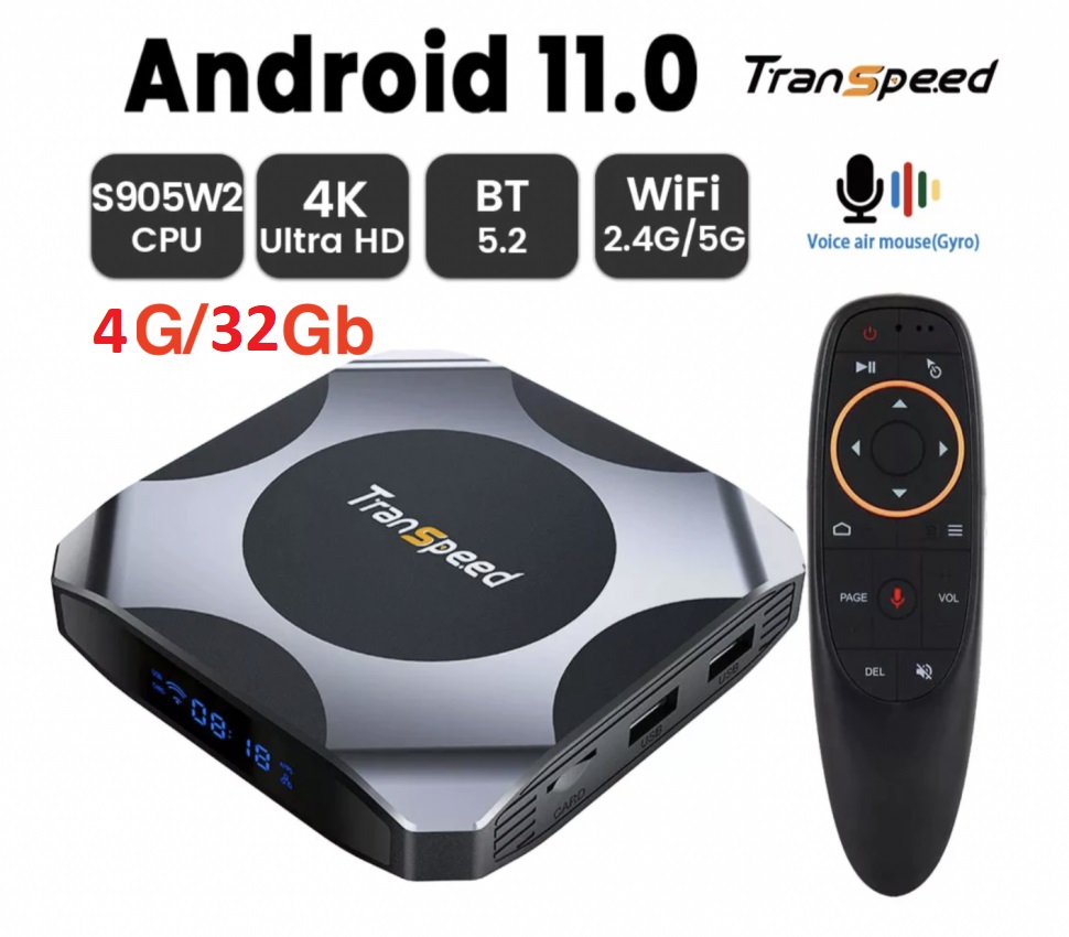 ТВ-приставка Transpeed Amlogic S905X4 Android 11 4K AV1 — СлоноШоп